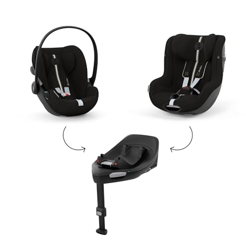 Cybex Cloud G i-Size Plus – Babyschale ab Geburt bis 24 Mon. (40–87 cm, max. 13 kg), inkl. Neugeboreneneinlage, Farbe Moon Black