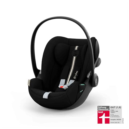 Cybex Cloud G i-Size Plus – Babyschale ab Geburt bis 24 Mon. (40–87 cm, max. 13 kg), inkl. Neugeboreneneinlage, Farbe Moon Black