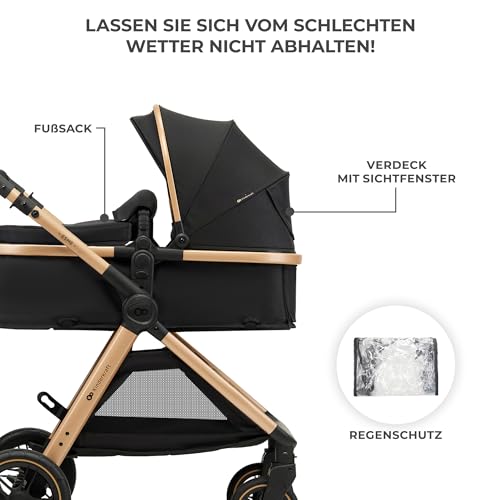 Kinderkraft ESME 3-in-1 Kinderwagen-Set – Kombikinderwagen bis 22 kg, inkl. i-Size Babyschale (40–75 cm), klappbar mit Liegefunktion, Schwarz