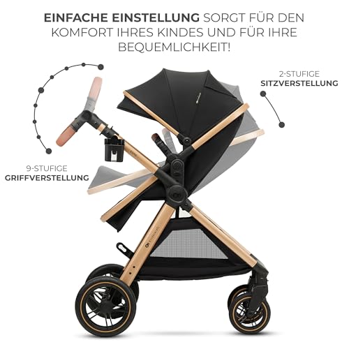 Kinderkraft ESME 3-in-1 Kinderwagen-Set – Kombikinderwagen bis 22 kg, inkl. i-Size Babyschale (40–75 cm), klappbar mit Liegefunktion, Schwarz