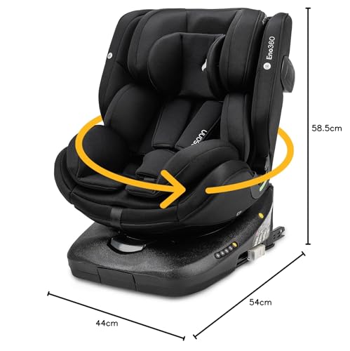 Osann Eno360 i-Size, drehbarer Kindersitz 40-150 cm, Reboarder mit Isofix, Baby Autositz – All Black