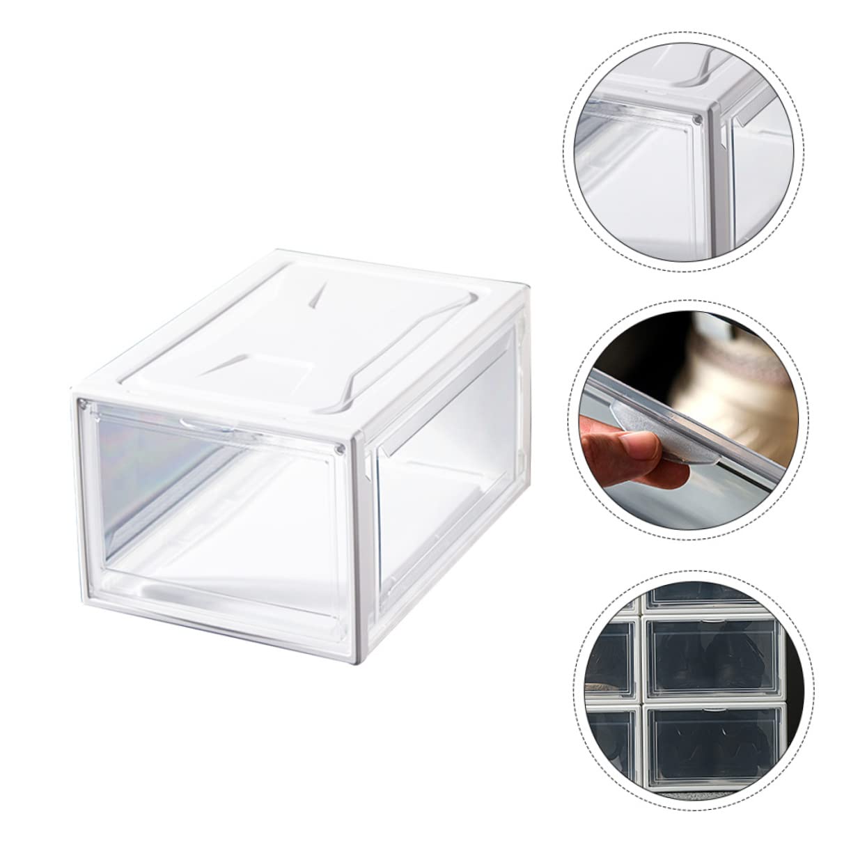 SOLUSTRE Transparente Schuhbox Stapelbar mit Klappdeckel Umweltfreundliches Material Einfache Sichtfenster Aufbewahrungskiste für Schuhe Socken Kleidung und Accessoires Haushalts Organizer