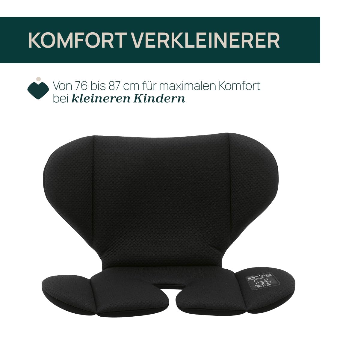 Chicco Mokita i-Size – Kindersitz mit ISOFIX, 76–150 cm (10–36 kg), ab 15 Mon., Gruppe 1/2/3, inkl. Einsatz, Farbe Schwarz