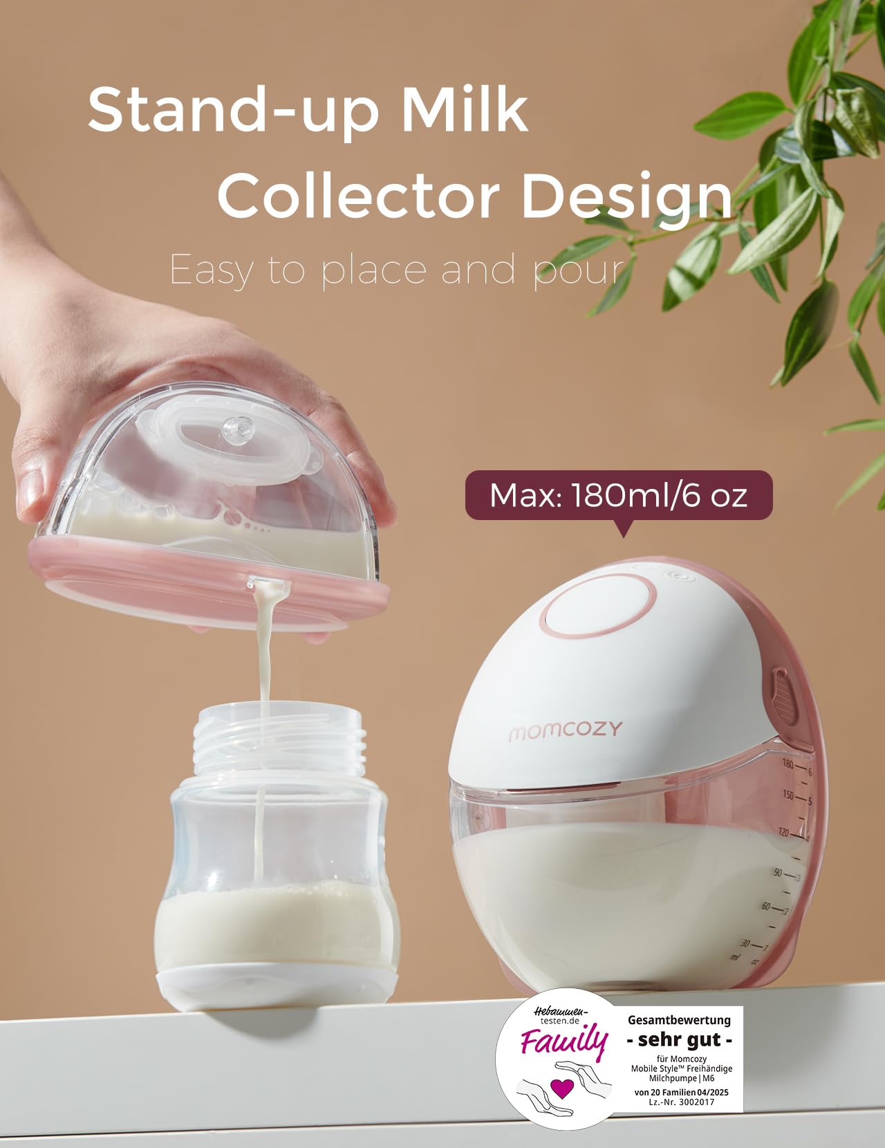 Momcozy M6 Milchpumpe – tragbare Stillpumpe mit DoubleFit-Flansch 24 mm, 3 Modi & 9 Stufen, leise & diskret, Farbe Grau