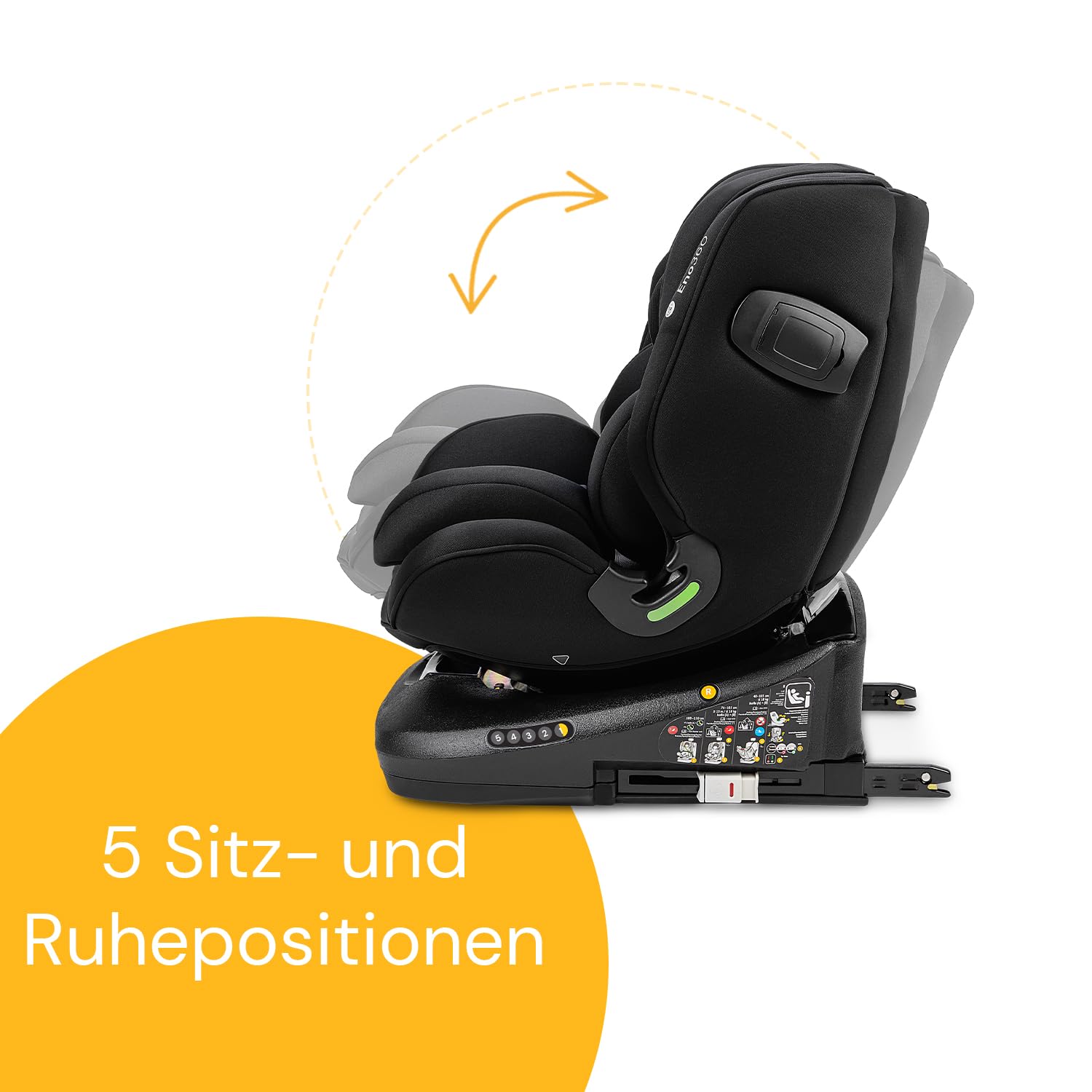 Osann Eno360 i-Size, drehbarer Kindersitz 40-150 cm, Reboarder mit Isofix, Baby Autositz – All Black