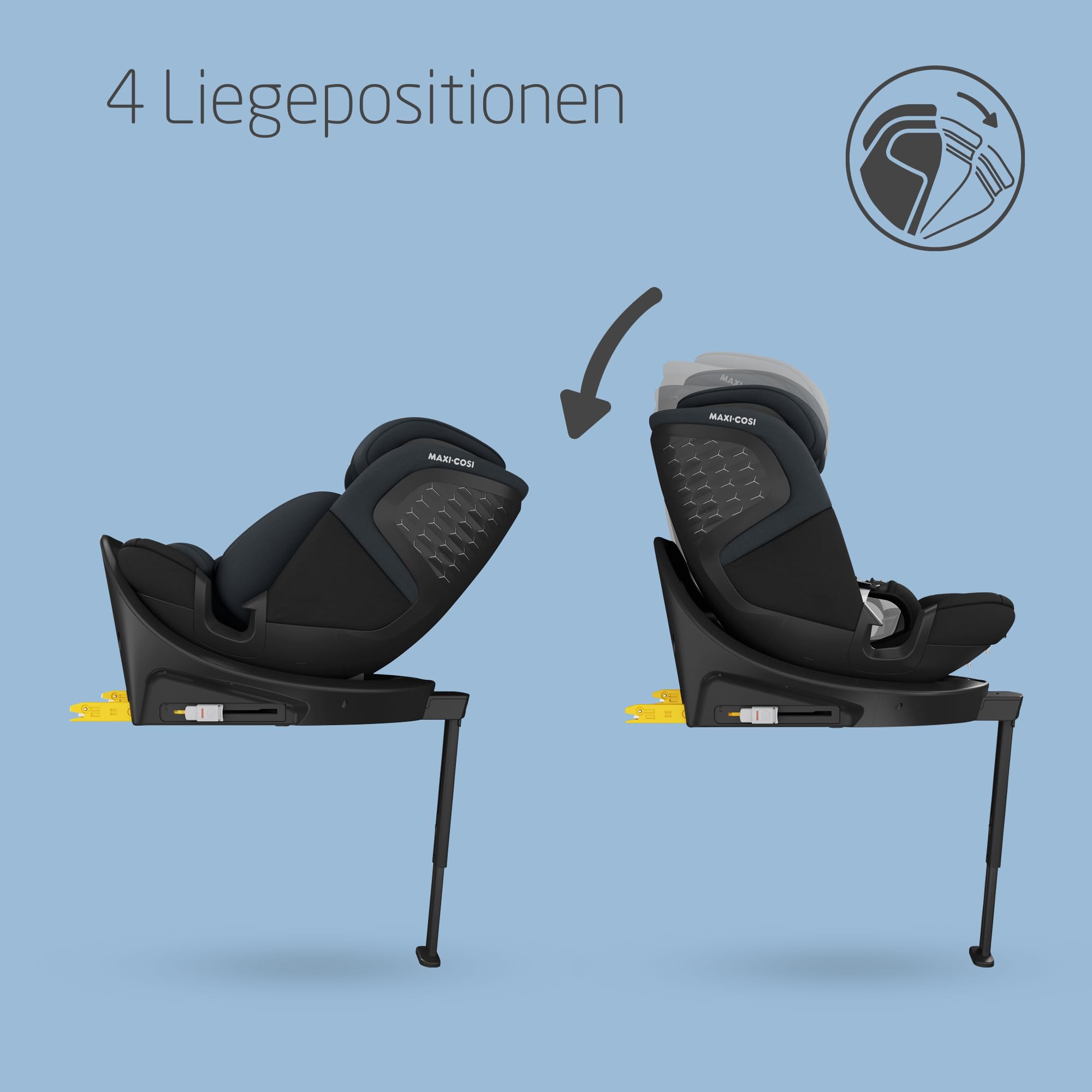 Maxi-Cosi Emerald 360 S i-Size – 360° drehbarer Autositz 0–12 J. (40–150 cm), 4 Liegepositionen, FlexiSpin, G-CELL Schutz, Tonal Black