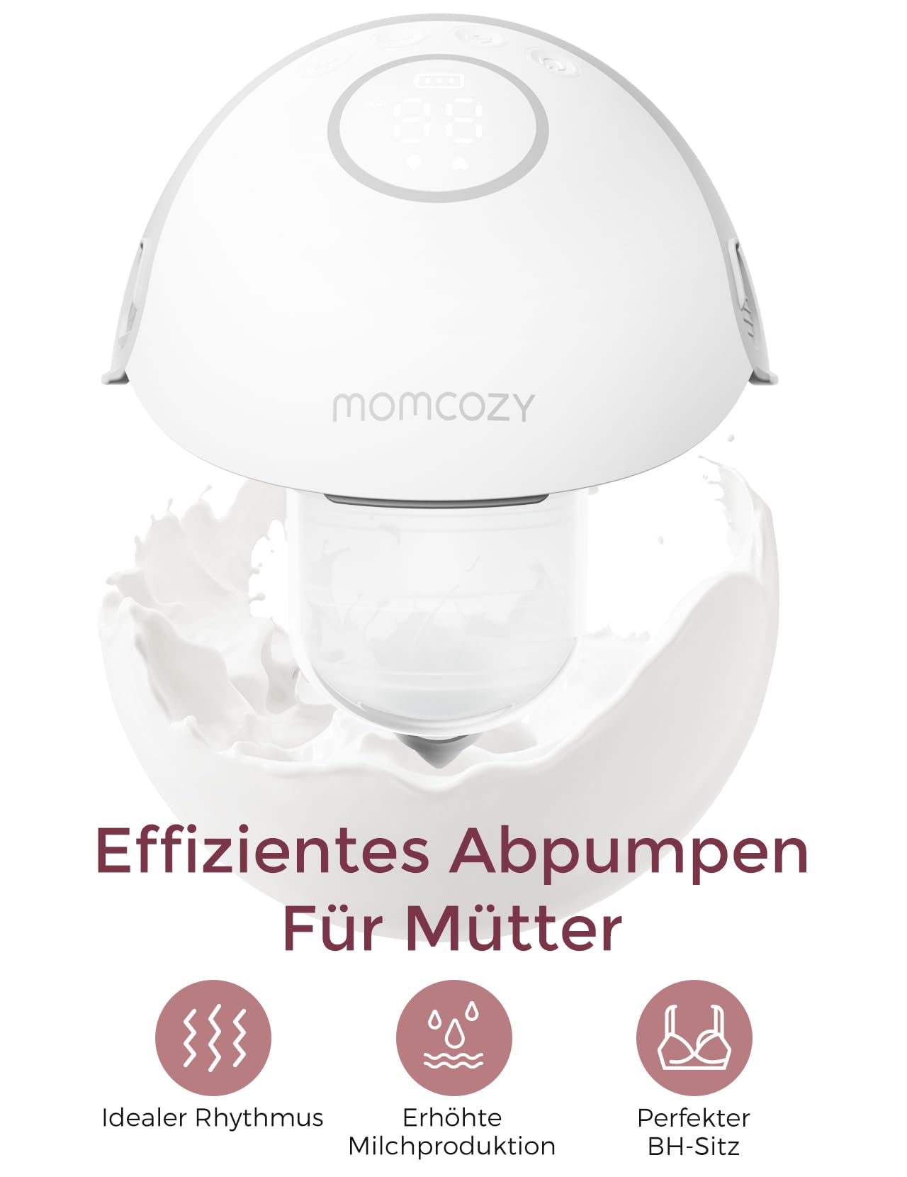Momcozy M6 Milchpumpe – tragbare Stillpumpe mit DoubleFit-Flansch 24 mm, 3 Modi & 9 Stufen, leise & diskret, Farbe Grau