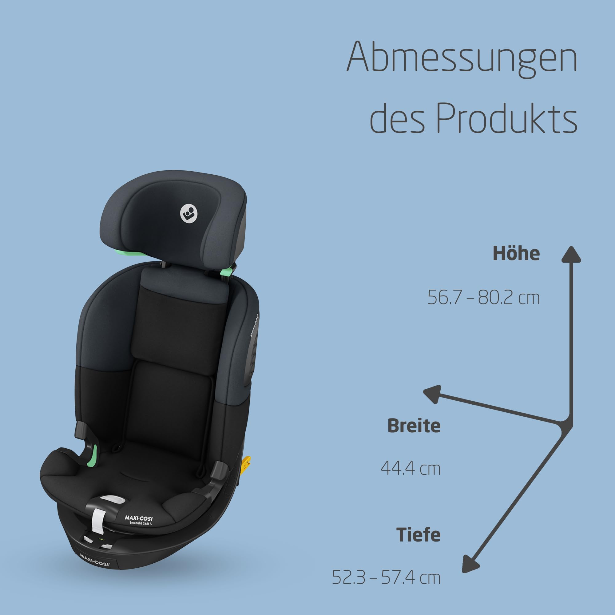 Maxi-Cosi Titan S i-Size – Mitwachsender Kindersitz 76–150 cm (15 Mon.–12 J.), ISOFIX, 5 Sitzpositionen, 13 Kopfstützenstufen, G-CELL, Tonal Black