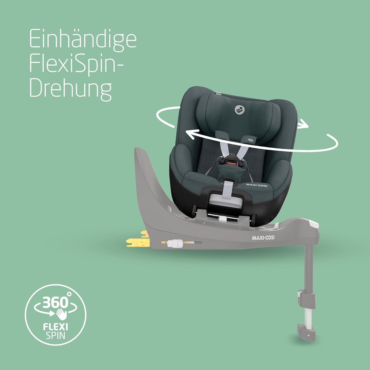 Maxi-Cosi Pearl 360 i-Size – 360° drehbarer Autositz 61–105 cm (3 Mon.–4 J.), Einhand-Drehung, ClimaFlow, Easy-In-Gurt, G-CELL, Graphite