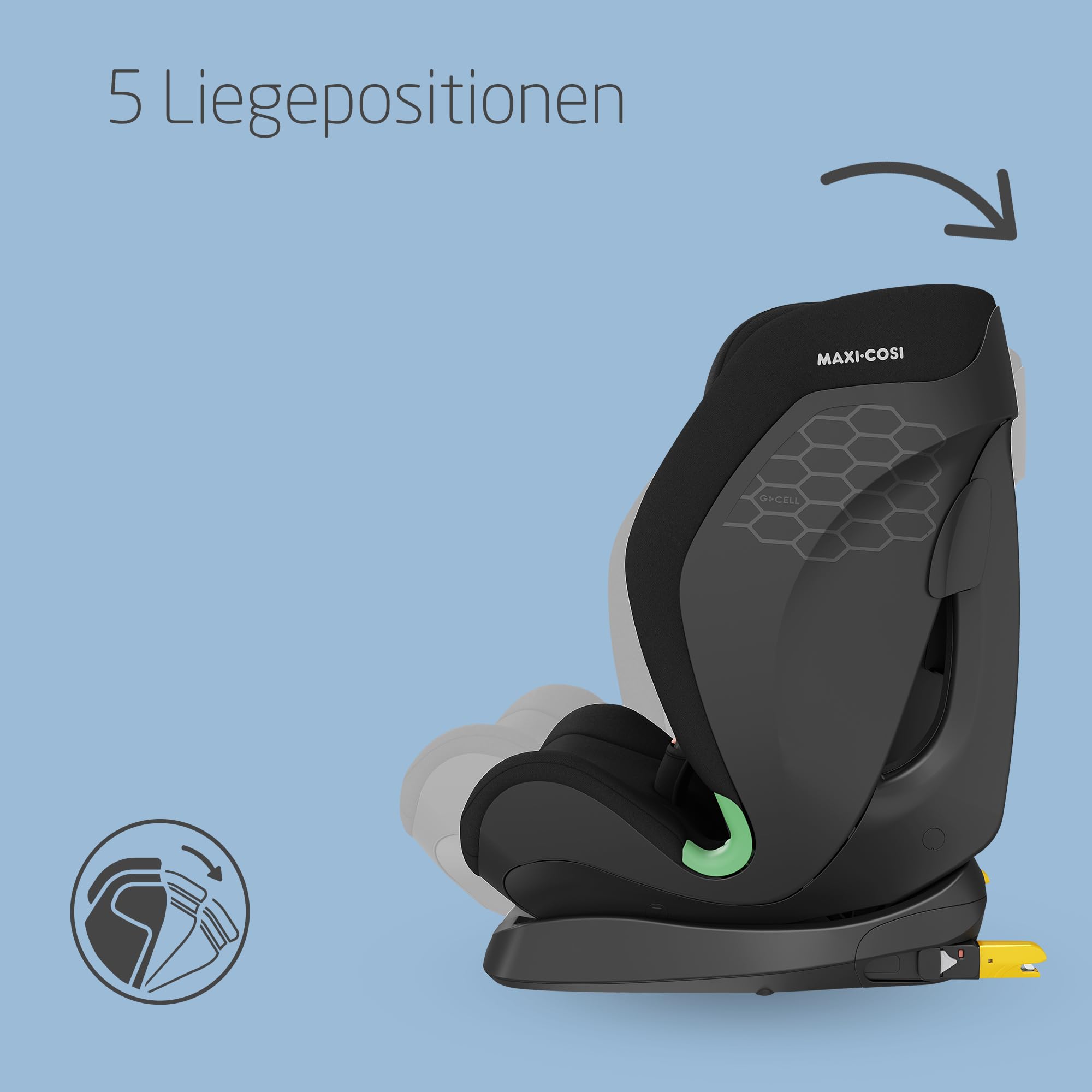 Maxi-Cosi Titan S Comfort i-Size – mitwachsender ISOFIX Kindersitz 76–150 cm, 15 Mon.–12 J., 5 Sitzpositionen & 13 Kopfstützen, Authentic Black