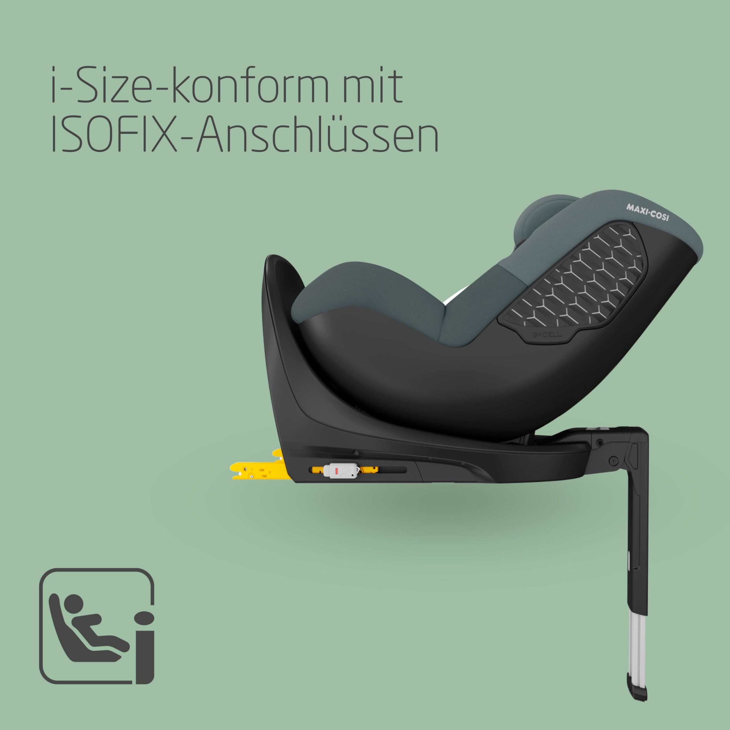 Maxi-Cosi Pearl 360 i-Size – drehbarer Autositz 61–105 cm, 3 Monate bis 4 Jahre, ClimaFlow Belueftung, Easy-In-Gurt, G-CELL Sicherheit, Schwarz