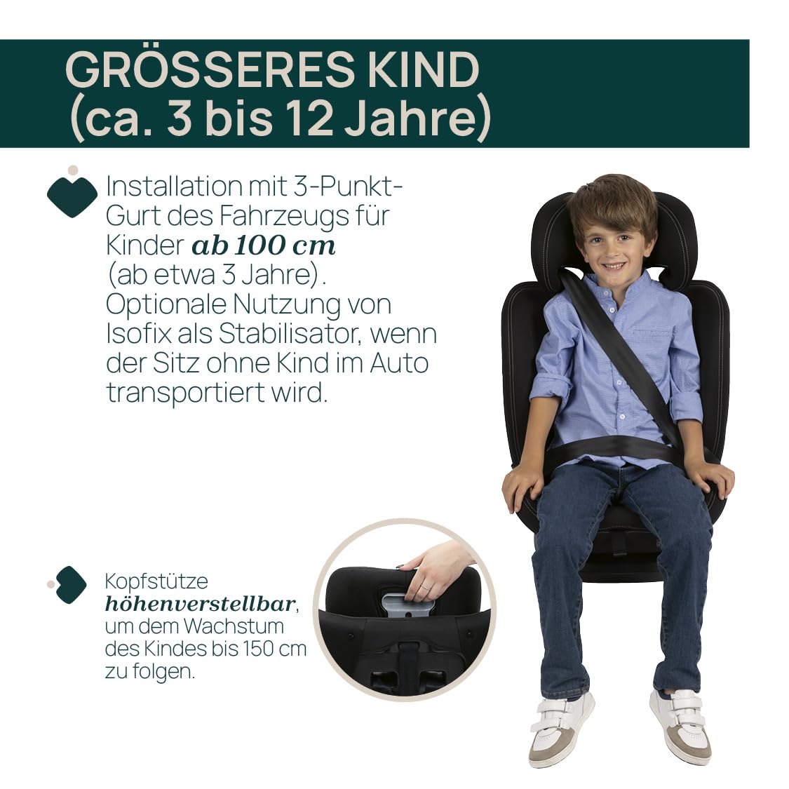 Chicco Mokita i-Size – Kindersitz mit ISOFIX, 76–150 cm (10–36 kg), ab 15 Mon., Gruppe 1/2/3, inkl. Einsatz, Farbe Schwarz