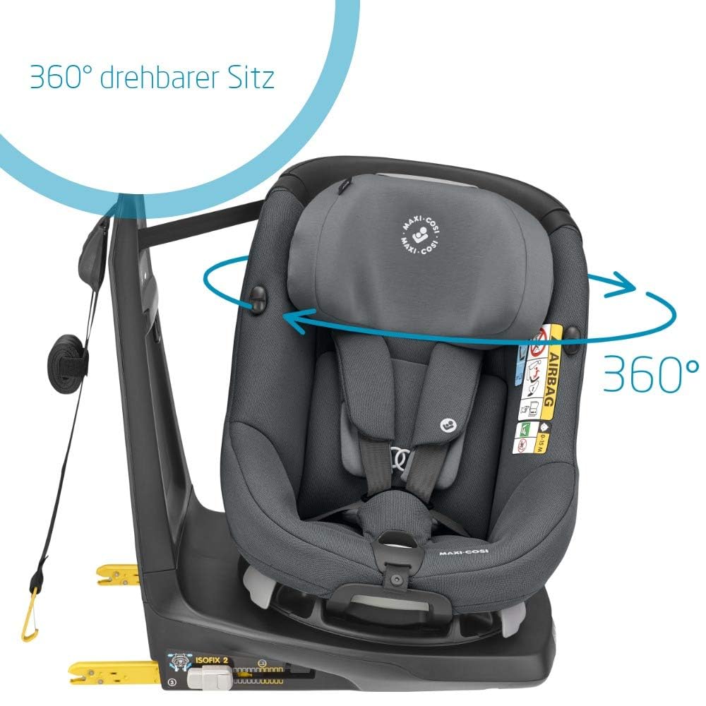 Maxi-Cosi AxissFix i-Size – 360° drehbarer Kindersitz mit ISOFIX & Liegeposition, 61–105 cm (4 Mon.–4 J.), Farbe Authentic Graphite Grau