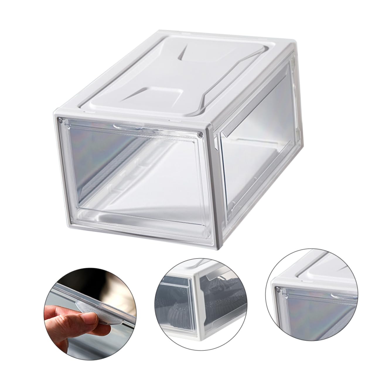 CHILDWEET Schuhbox Transparent Stapelbare Schuhaufbewahrung aus und PP Praktischer Sneaker Organizer für Zuhause Schuhbehälter mit Klappdeckel Platzsparendes Design für Schuhschränke