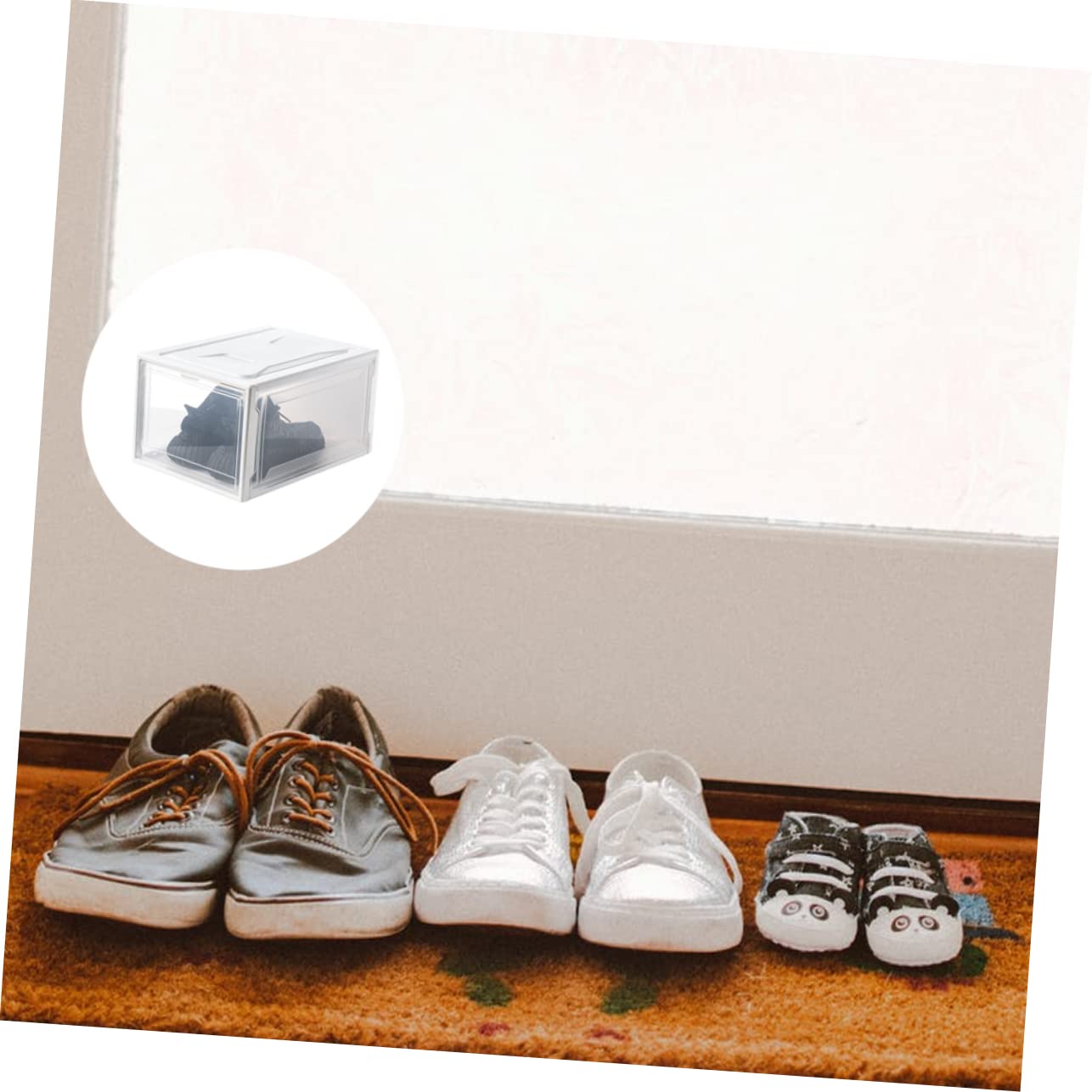 SOLUSTRE Transparente Schuhbox Stapelbar mit Klappdeckel Umweltfreundliches Material Einfache Sichtfenster Aufbewahrungskiste für Schuhe Socken Kleidung und Accessoires Haushalts Organizer