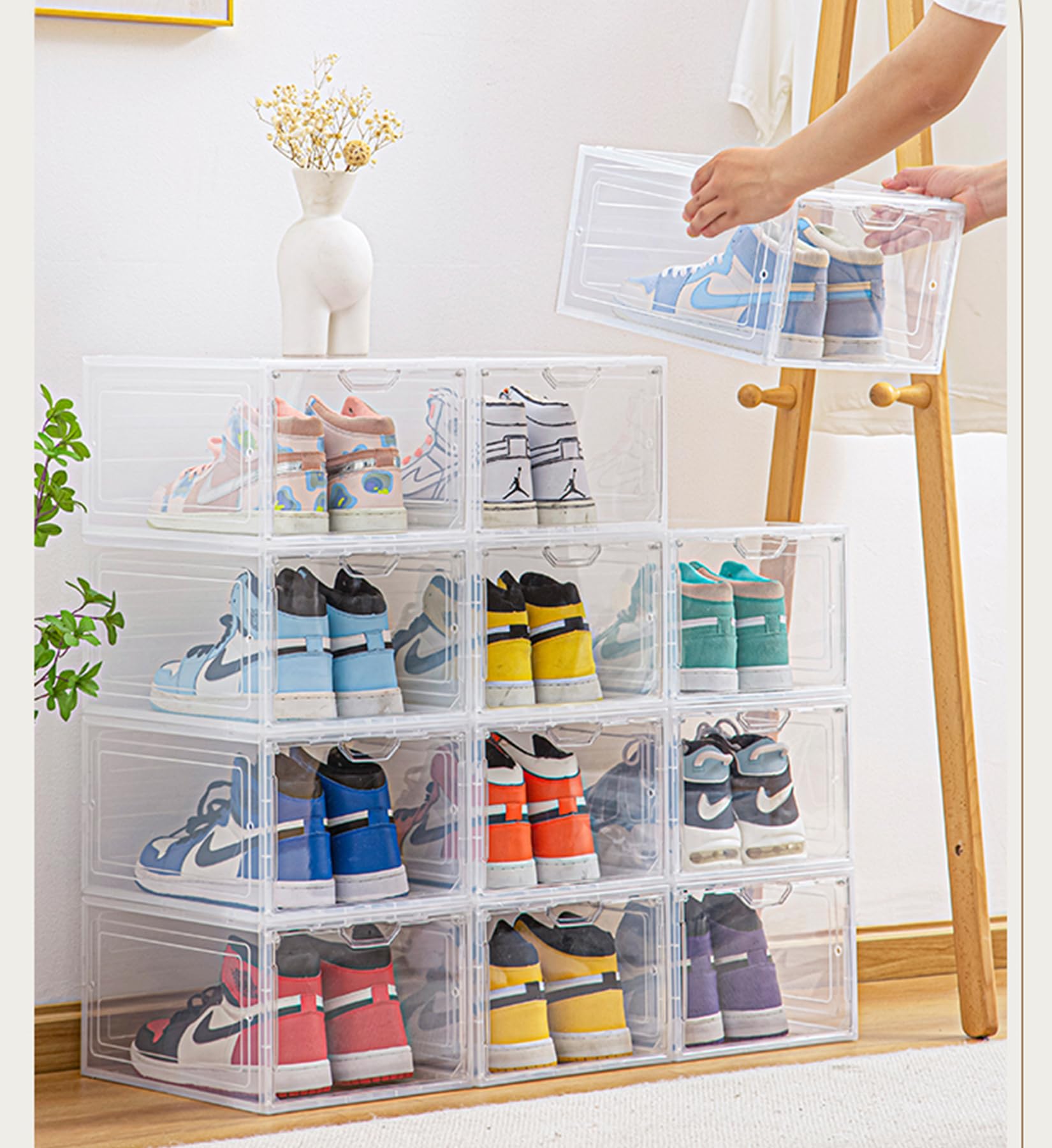 Schuhboxen Organizer-Schuhkartons durchsichtig,Transparent Schuhaufbewahrung für Sneakers und Turnschuhe,Kunststoffbox mit durchsichtiger Tür