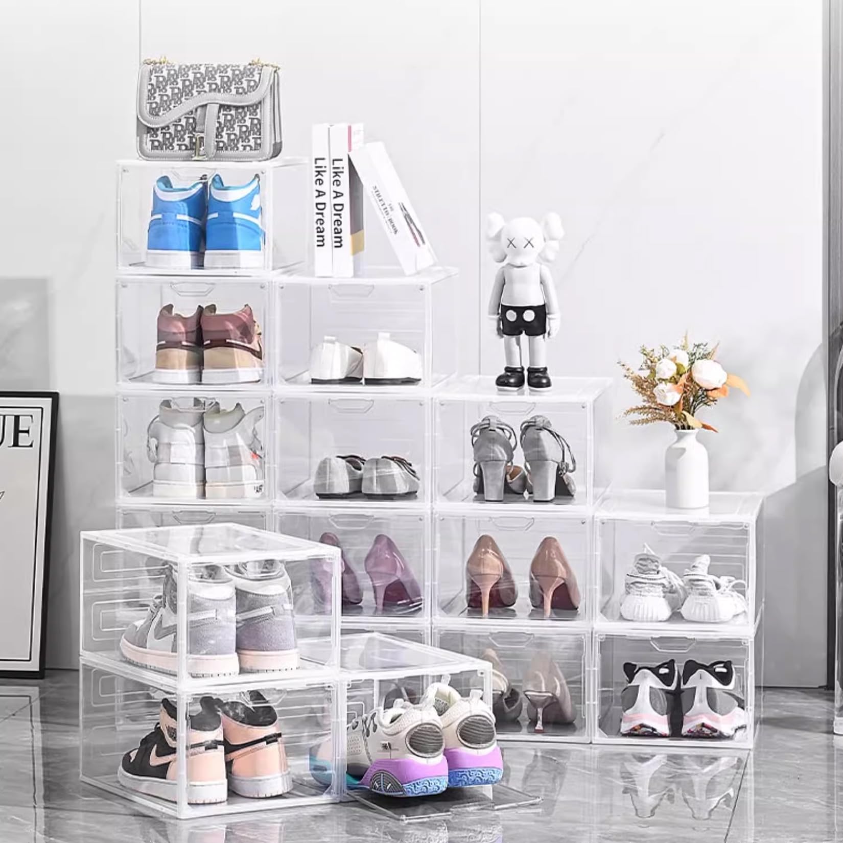 Schuhboxen Organizer-Schuhkartons durchsichtig,Transparent Schuhaufbewahrung für Sneakers und Turnschuhe,Kunststoffbox mit durchsichtiger Tür