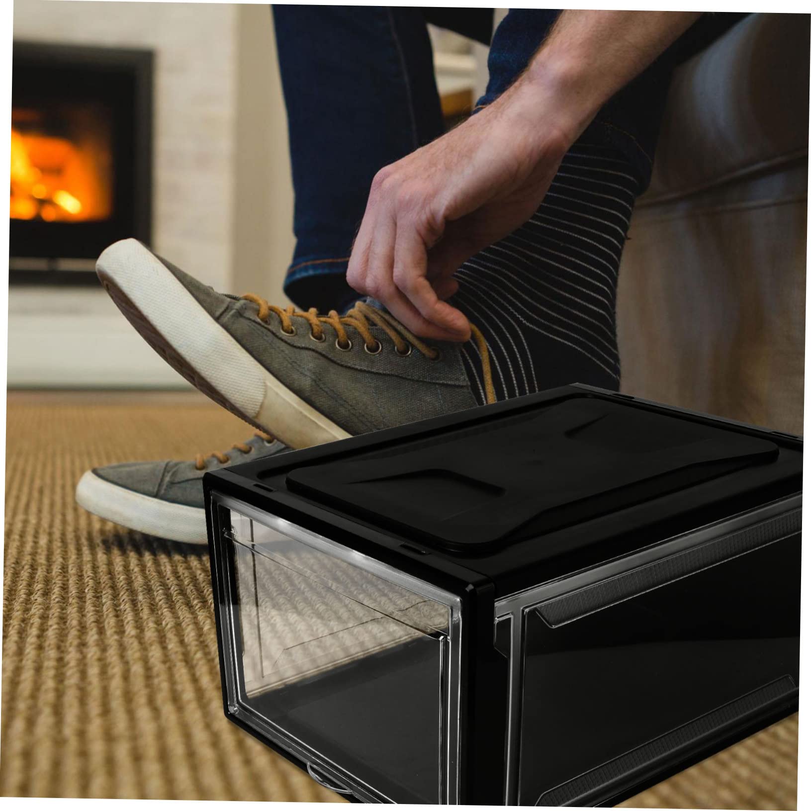 WHAMVOX Transparente Schuhbox Mit Klappdeckel Praktische Aufbewahrung Für Sneaker Stiefel Und Umweltfreundliches Material Optimal Für Schuhe Socken Und Accessoires