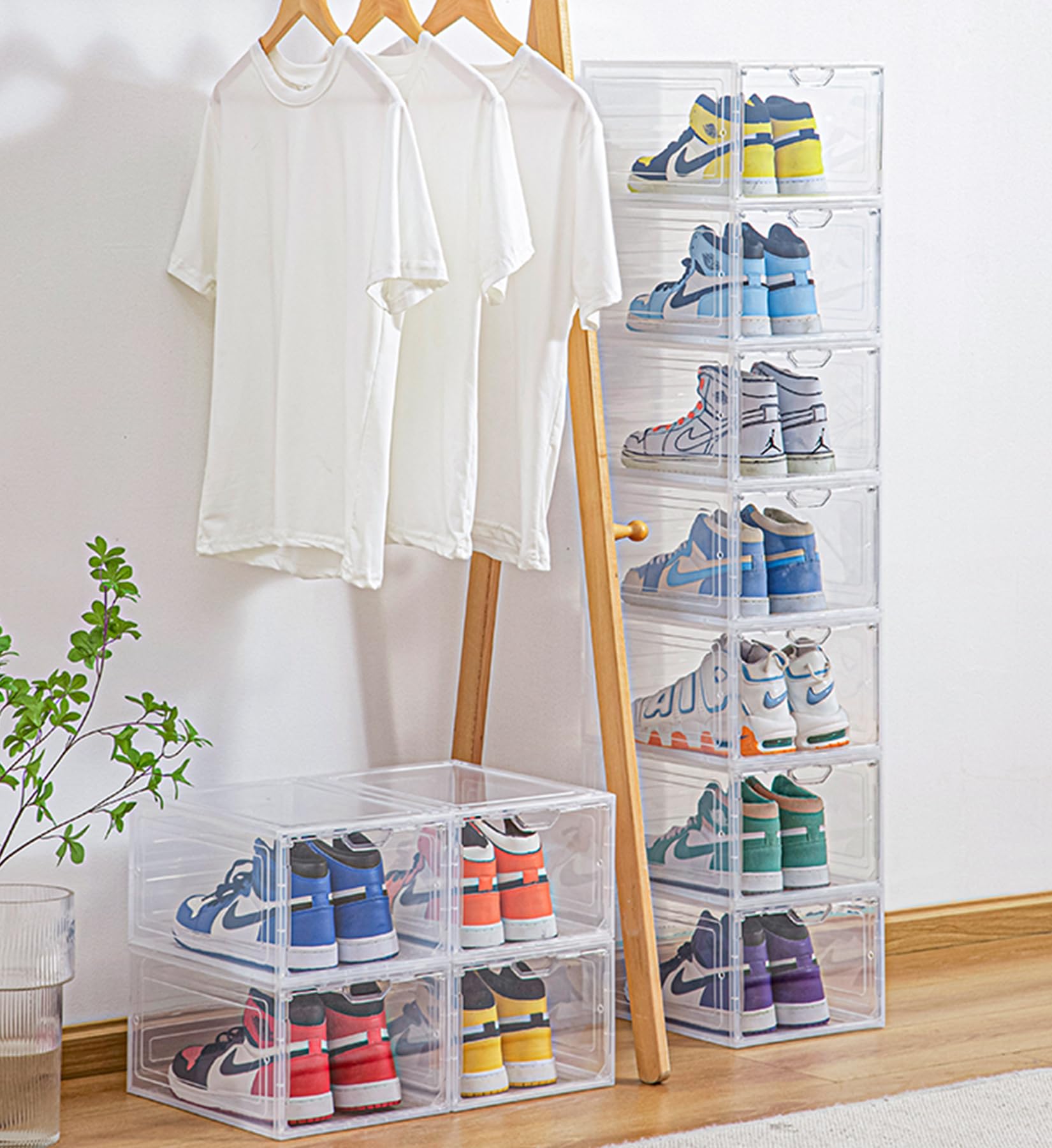 Schuhboxen Organizer-Schuhkartons durchsichtig,Transparent Schuhaufbewahrung für Sneakers und Turnschuhe,Kunststoffbox mit durchsichtiger Tür
