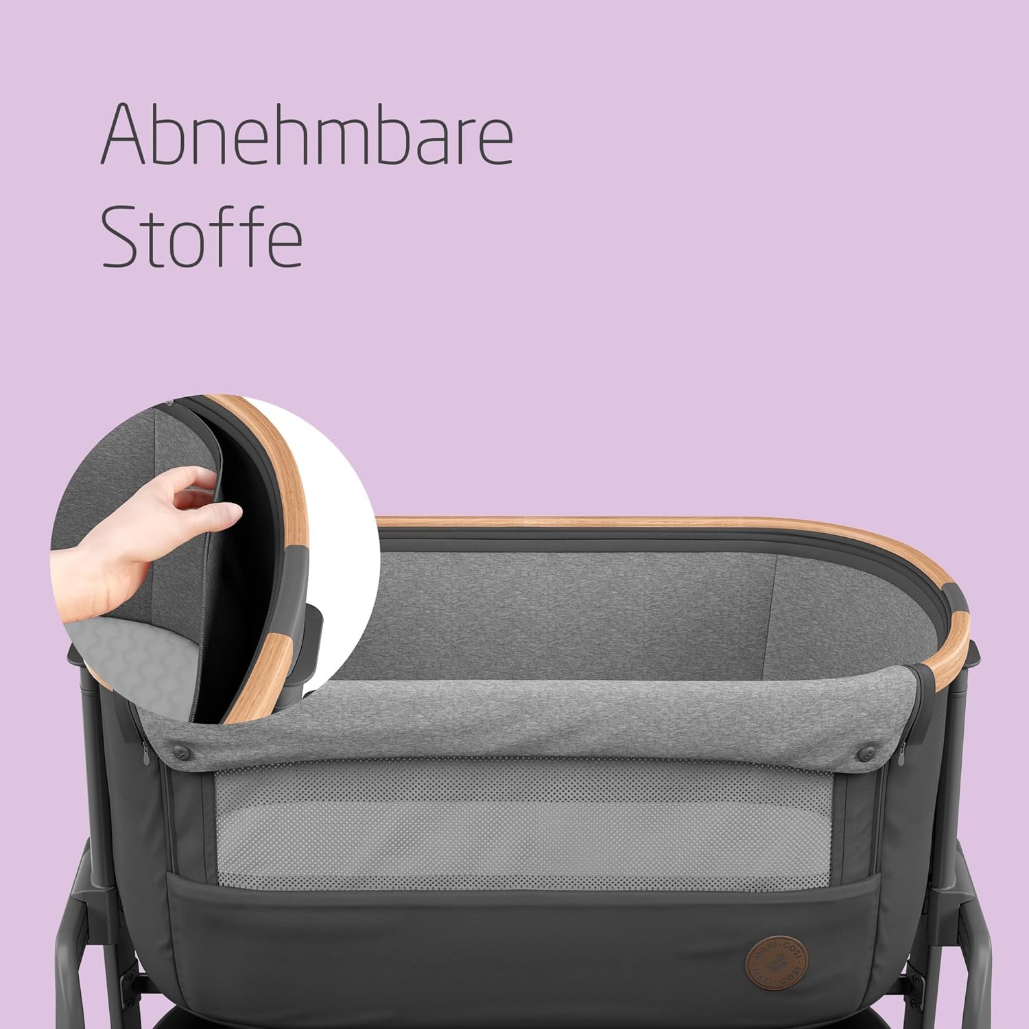 Maxi-Cosi Iora Beistellbett – faltbarer Co-Sleeper 0–6 Mon. (bis 9 kg), höhen- & neigbar, inkl. Matratze, großem Korb & Tragetasche, Graphite