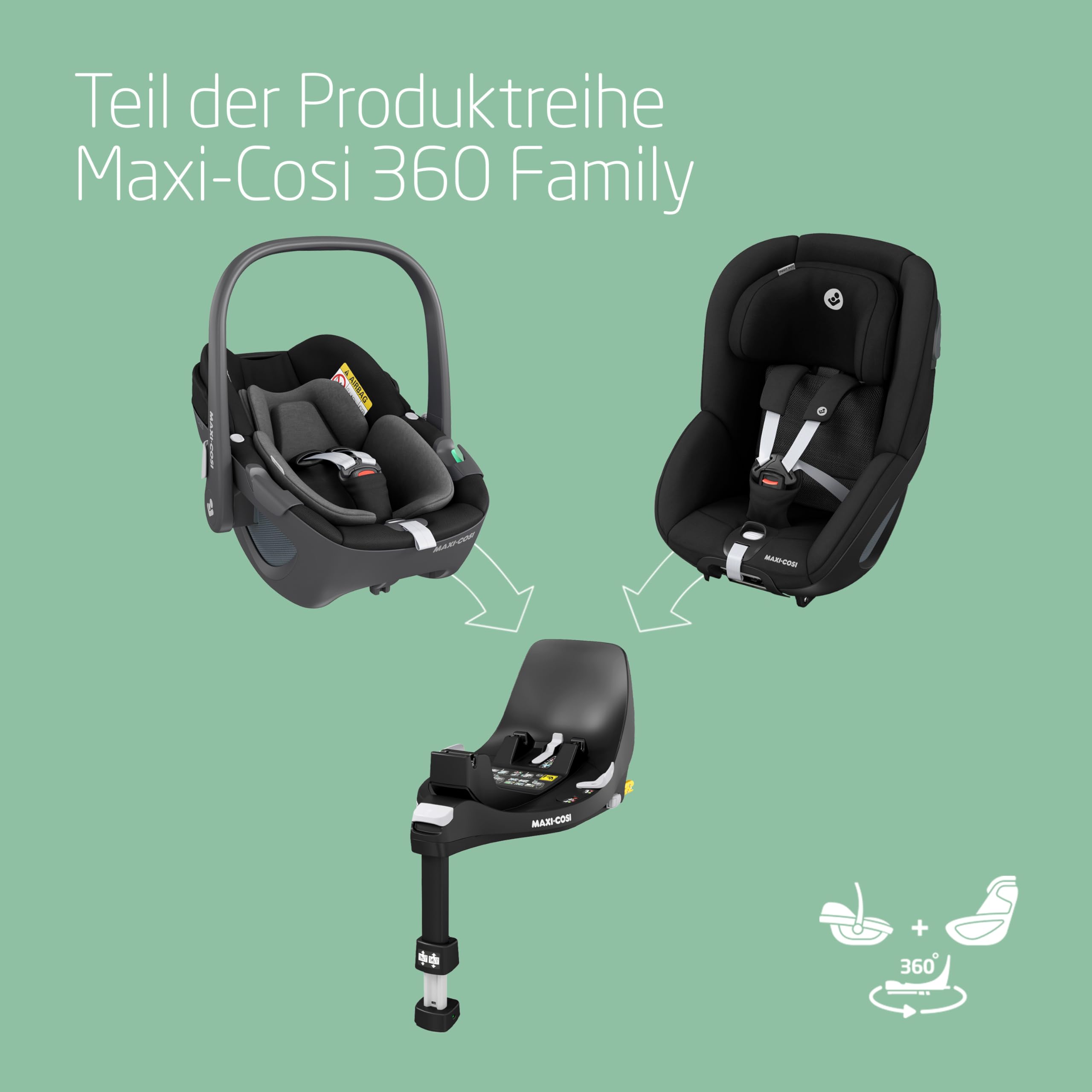 Pearl 360 i-Size Autositz von Maxi-Cosi – Drehbar, 61–105 cm, 3 Mon.–4 J., ClimaFlow, Easy-In-Gurt & G-CELL Schutz