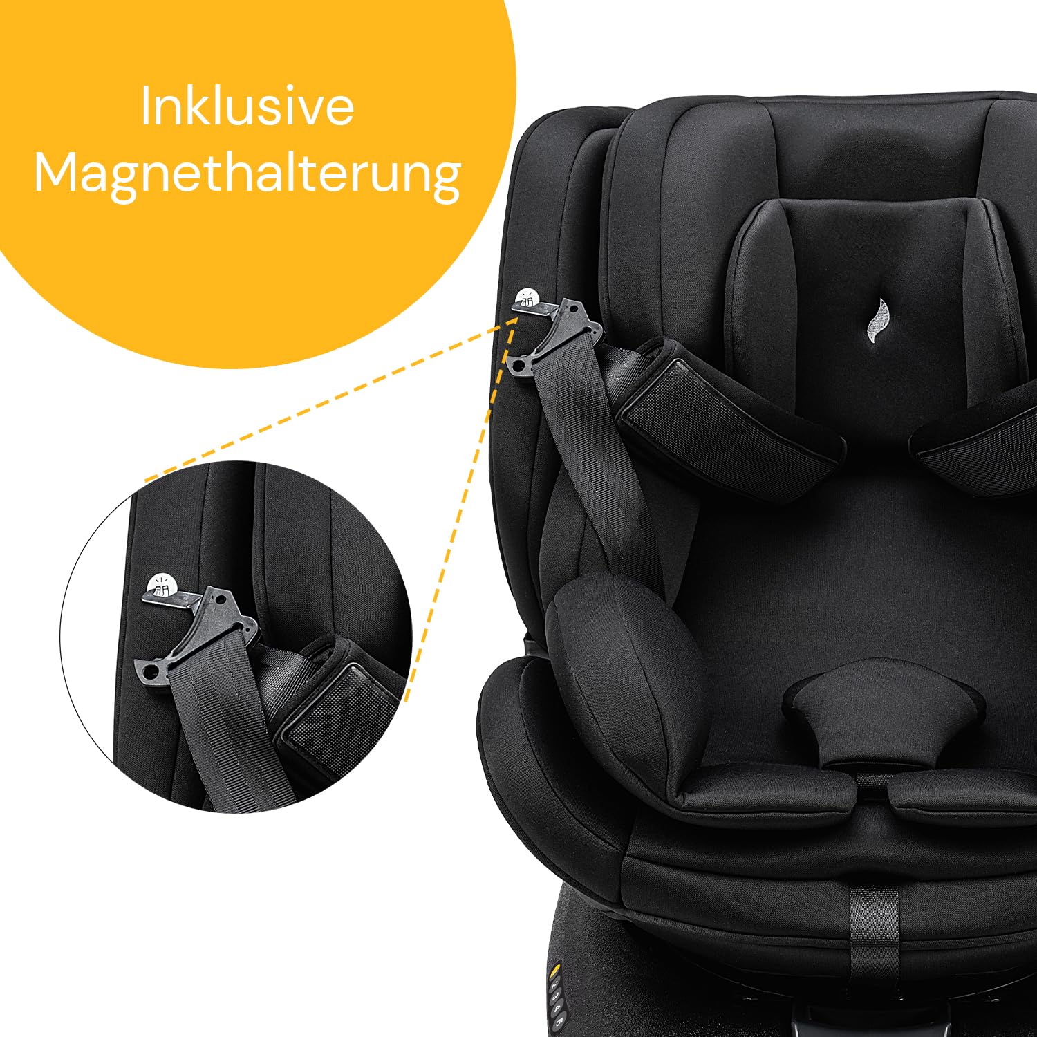 Osann Eno360 i-Size, drehbarer Kindersitz 40-150 cm, Reboarder mit Isofix, Baby Autositz – All Black