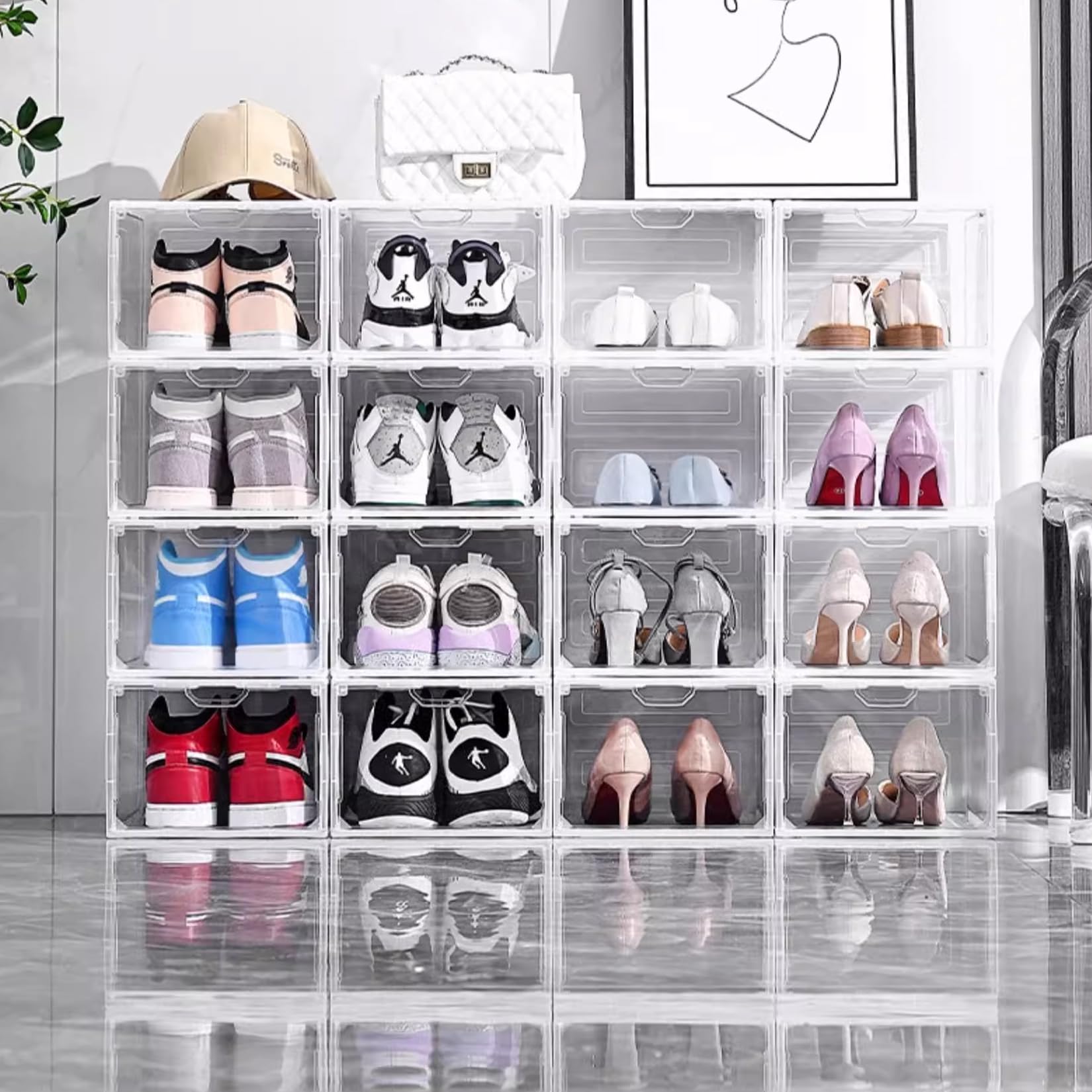 Schuhboxen Organizer-Schuhkartons durchsichtig,Transparent Schuhaufbewahrung für Sneakers und Turnschuhe,Kunststoffbox mit durchsichtiger Tür