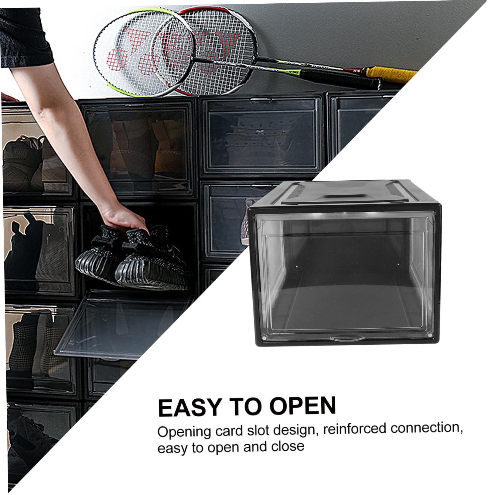 AKOOSY 1 Stück Schuhkarton Sneaker-Aufbewahrung Schuhorganizer für den Schrank schuhschrank schuhboxen kleiderboxen aufbewahrung Container für Turnschuhe Vitrine für Schuhe Acryl Black