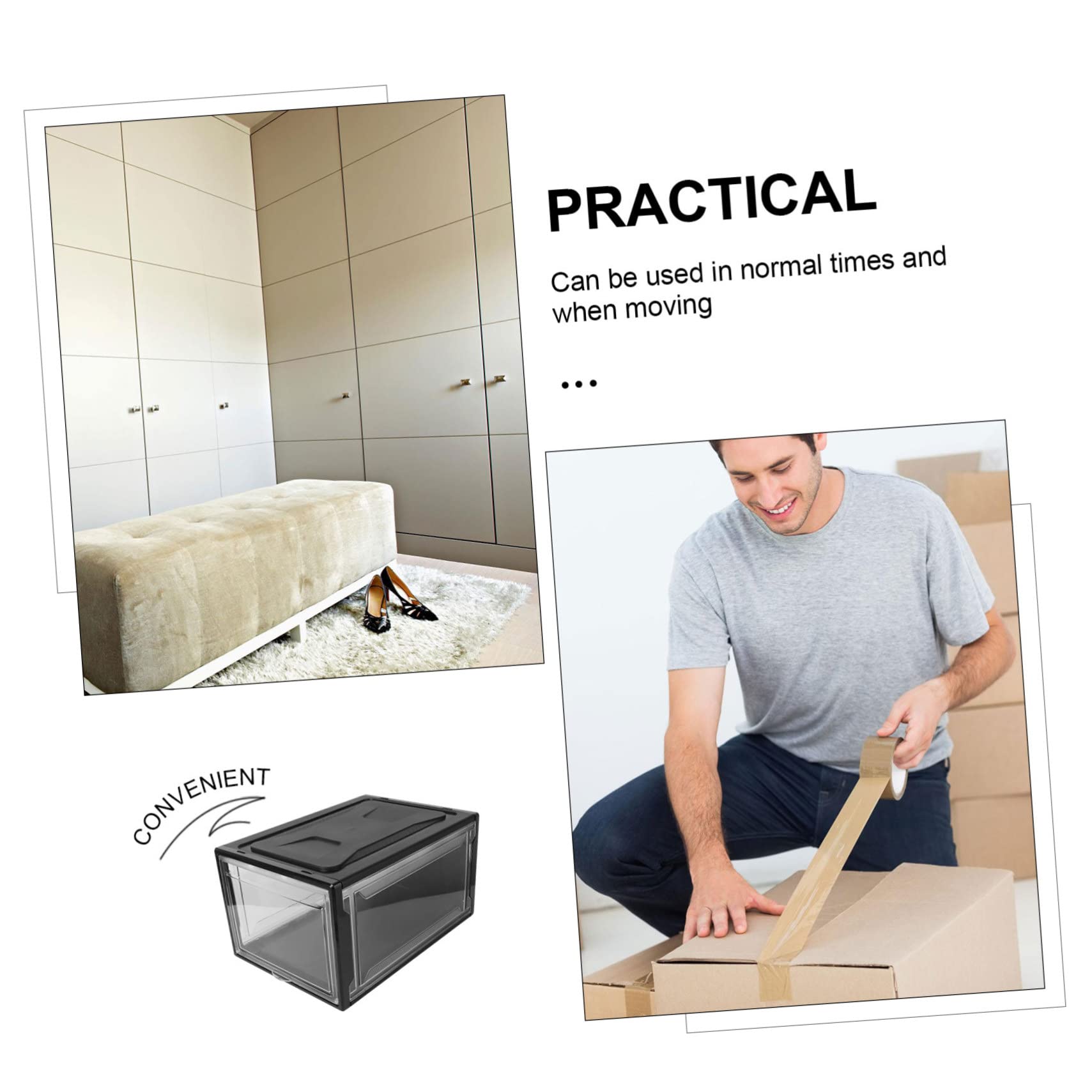 AKOOSY 1 Stück Schuhkarton Sneaker-Aufbewahrung Schuhorganizer für den Schrank schuhschrank schuhboxen kleiderboxen aufbewahrung Container für Turnschuhe Vitrine für Schuhe Acryl Black
