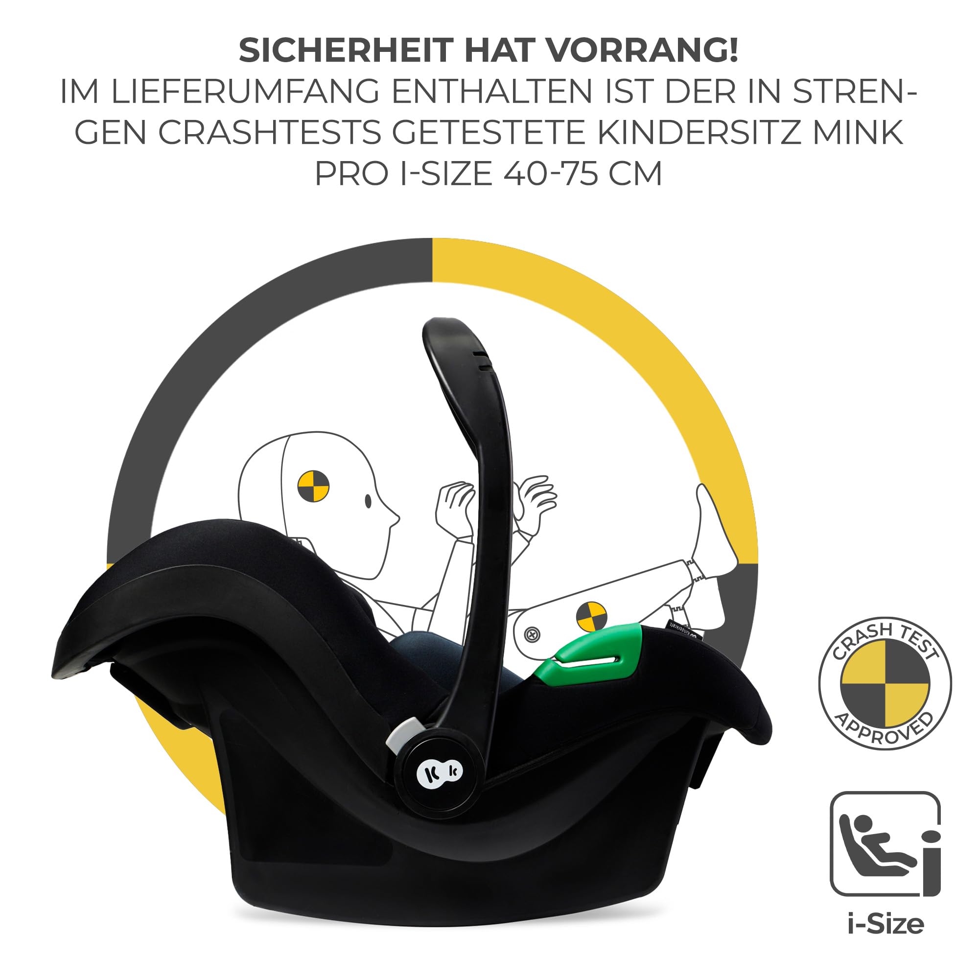 Kinderkraft ESME 3-in-1 Kinderwagen-Set – Kombikinderwagen bis 22 kg, inkl. i-Size Babyschale (40–75 cm), klappbar mit Liegefunktion, Schwarz