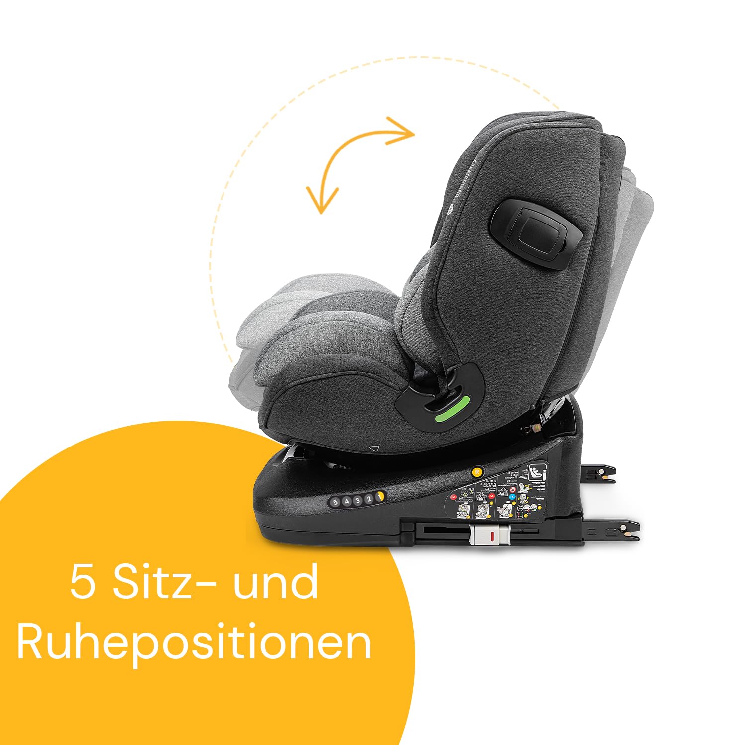 Osann Eno360 i-Size, drehbarer Kindersitz 40-150 cm, Reboarder mit Isofix, Baby Autositz – Dark Grey Melange