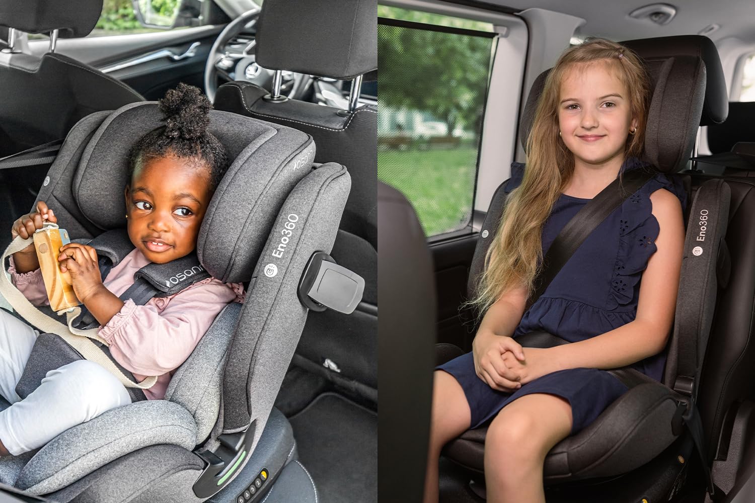 Osann Eno360 i-Size, drehbarer Kindersitz 40-150 cm, Reboarder mit Isofix, Baby Autositz – Dark Grey Melange