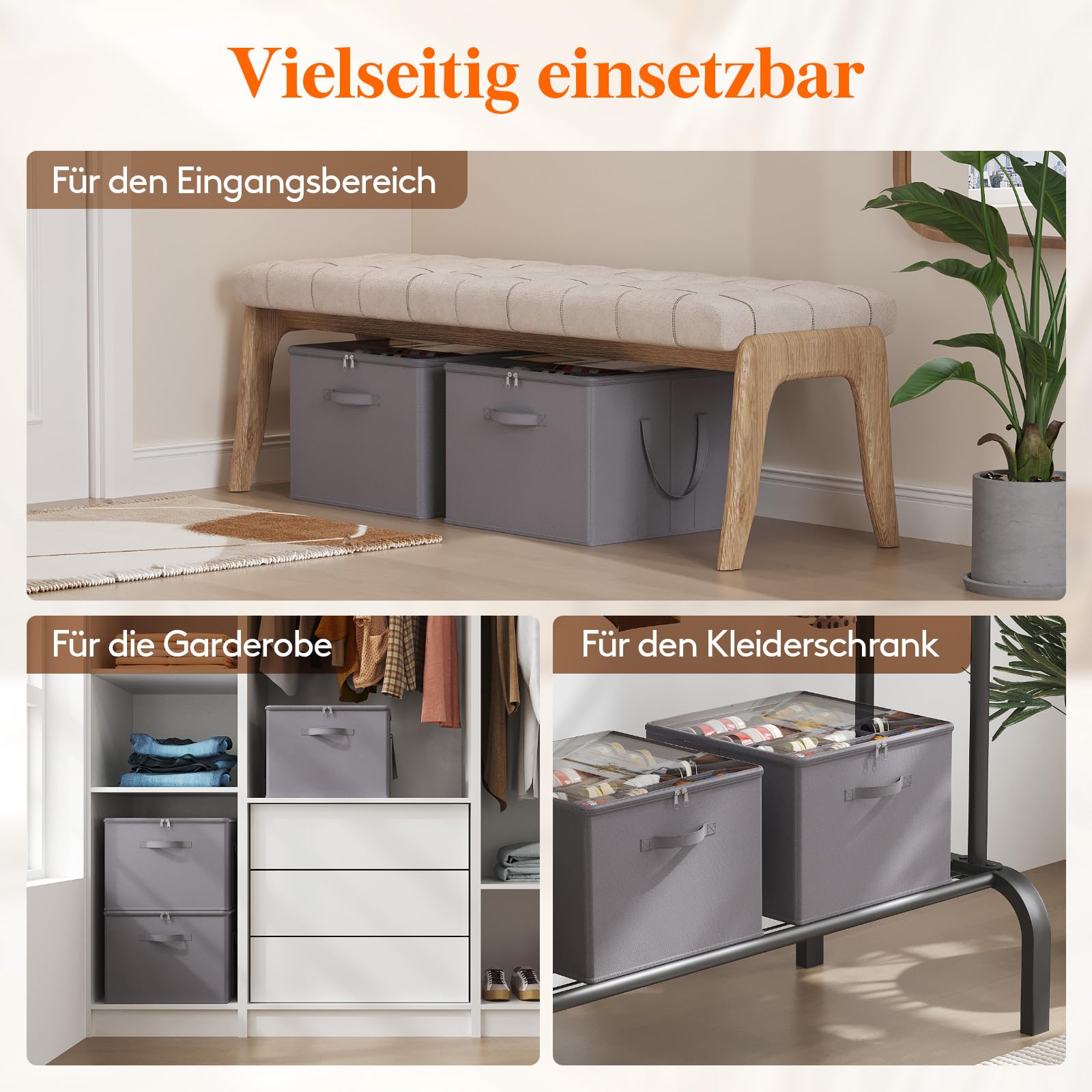 Lifewit Schuhorganizer 1er Set für 8 Paar, Großer Schuhschran für Closet mit Unterteilungen und Deckel, Platzsparende Schuhkarton mit Griffen für Schuhaufbewahrung, Grau