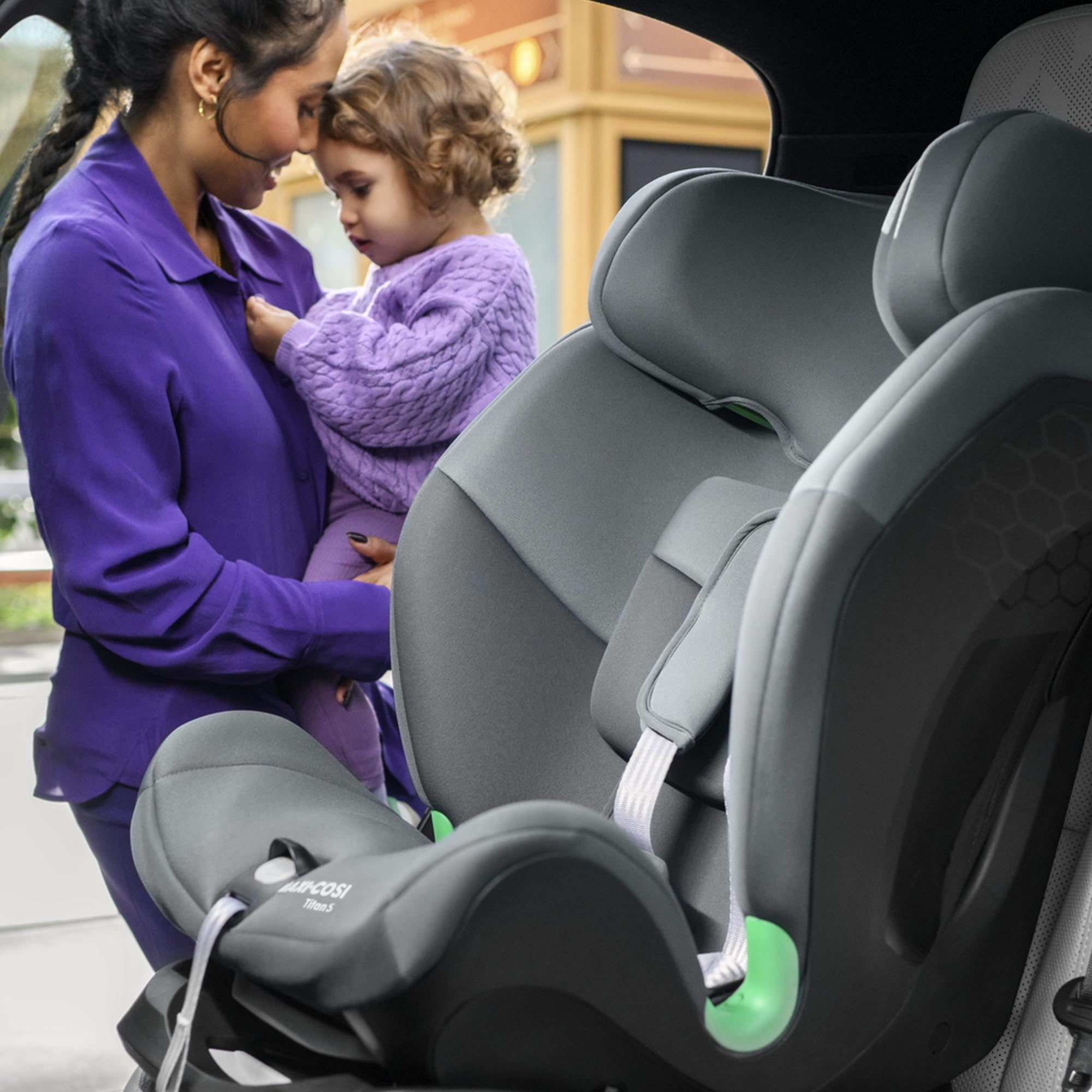 Maxi-Cosi Titan S i-Size – Mitwachsender Kindersitz 76–150 cm (15 Mon.–12 J.), ISOFIX, 5 Sitzpositionen, 13 Kopfstützenstufen, G-CELL, Tonal Black