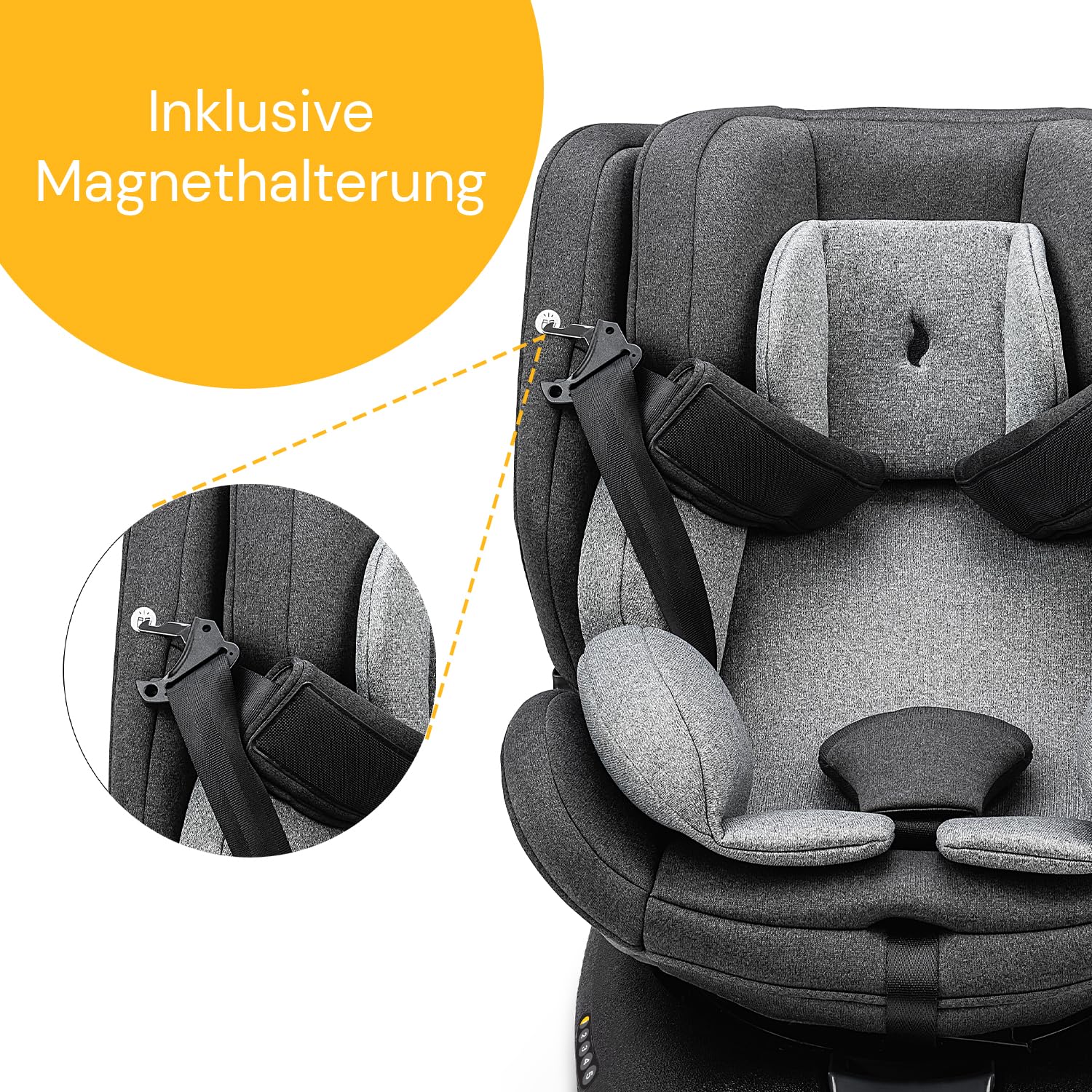 Osann Eno360 i-Size, drehbarer Kindersitz 40-150 cm, Reboarder mit Isofix, Baby Autositz – Dark Grey Melange