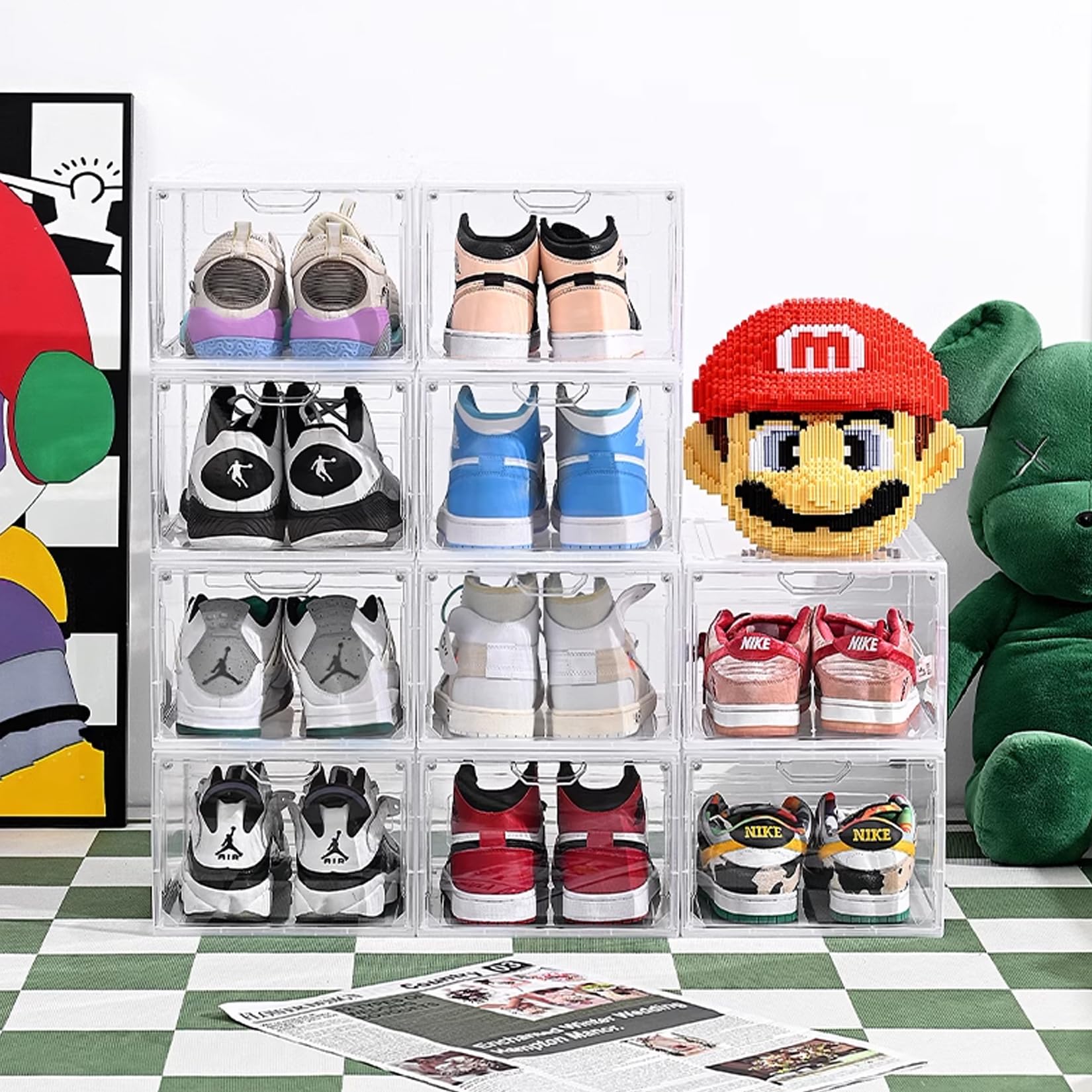 Schuhboxen Organizer-Schuhkartons durchsichtig,Transparent Schuhaufbewahrung für Sneakers und Turnschuhe,Kunststoffbox mit durchsichtiger Tür