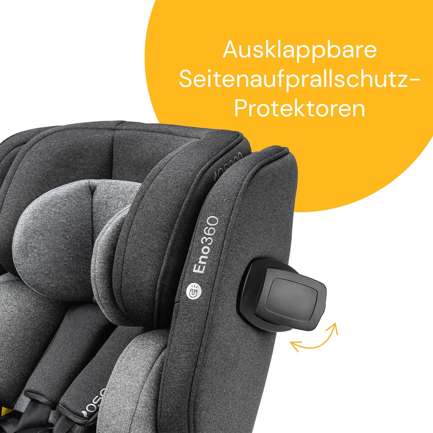 Osann Eno360 i-Size, drehbarer Kindersitz 40-150 cm, Reboarder mit Isofix, Baby Autositz – Dark Grey Melange